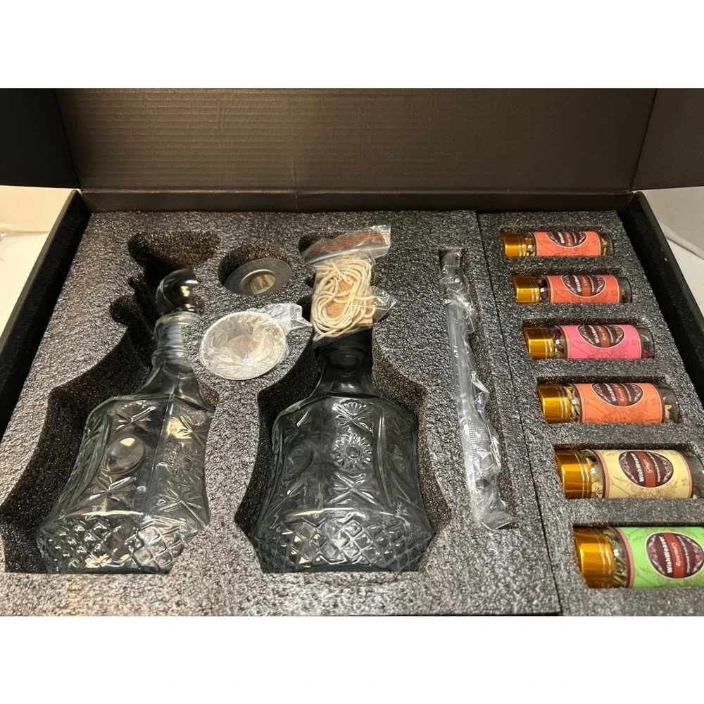 Wishweaver Premium Whisky Infusion Kit 2 Decanters 14 Spices Whiskey Stones Set